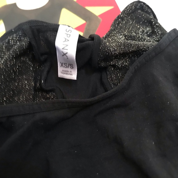 SPANX NEW Arm Tights Layering Piece in Gold Shimmer Crop Control Top Sheer Black - Picture 9 of 15